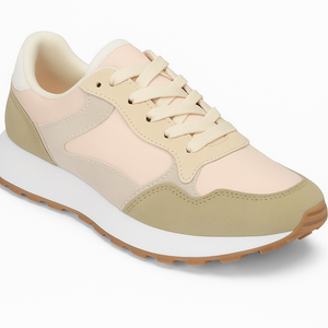 Zapatillas casuales beige para mujer con diseño moderno y detalles únicos